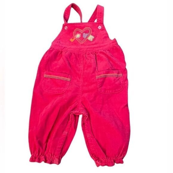 Vintage Girls Corduroy Overalls Pink 6-9 Months - Picture 1 of 6